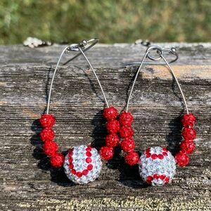 BEAUTIFUL SPARKLING BASEBALL EARRINGS
